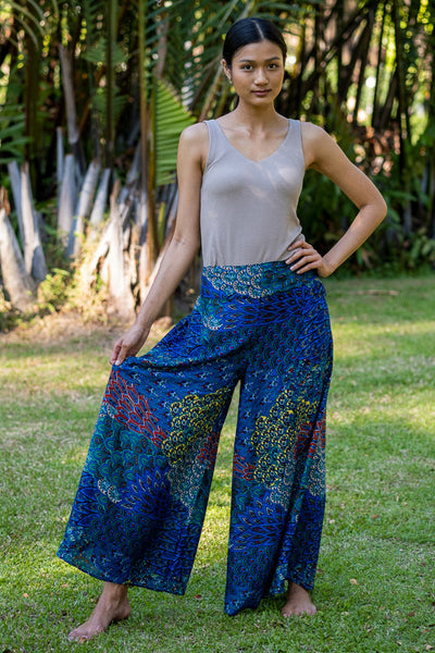 Teal Ripple Palazzo Pants Palazzo Hippie Pants 