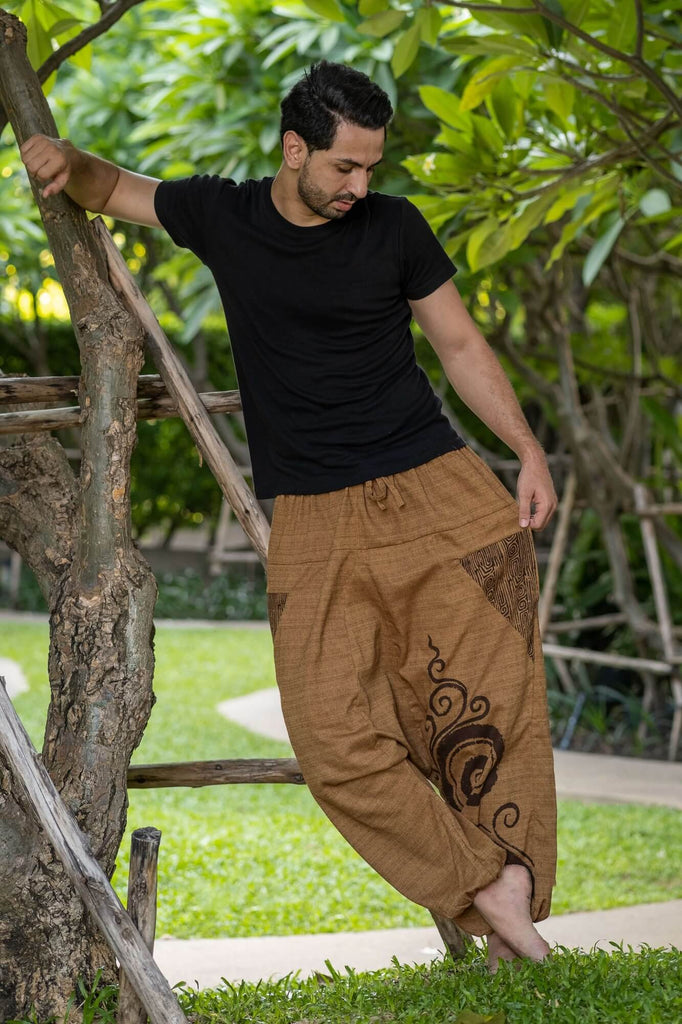 Beige Tribal Pants Menswear Hippie Pants 