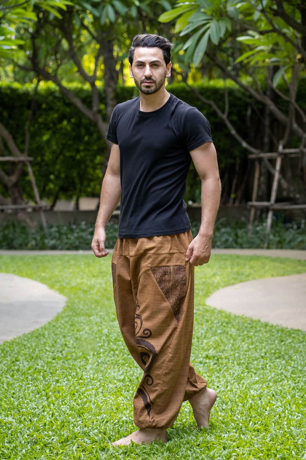 Beige Tribal Pants Menswear Hippie Pants 