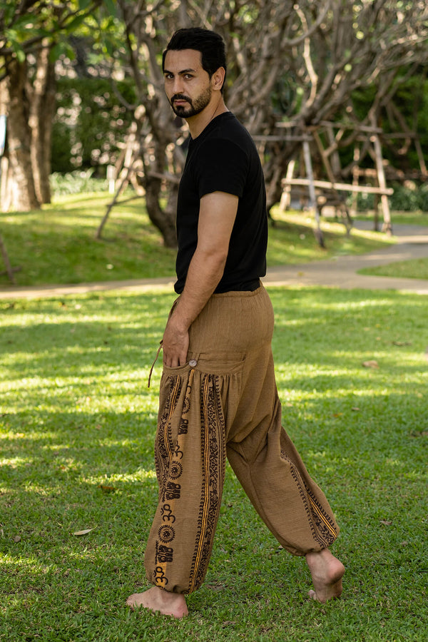 Beige Baggy Casual Pants for men