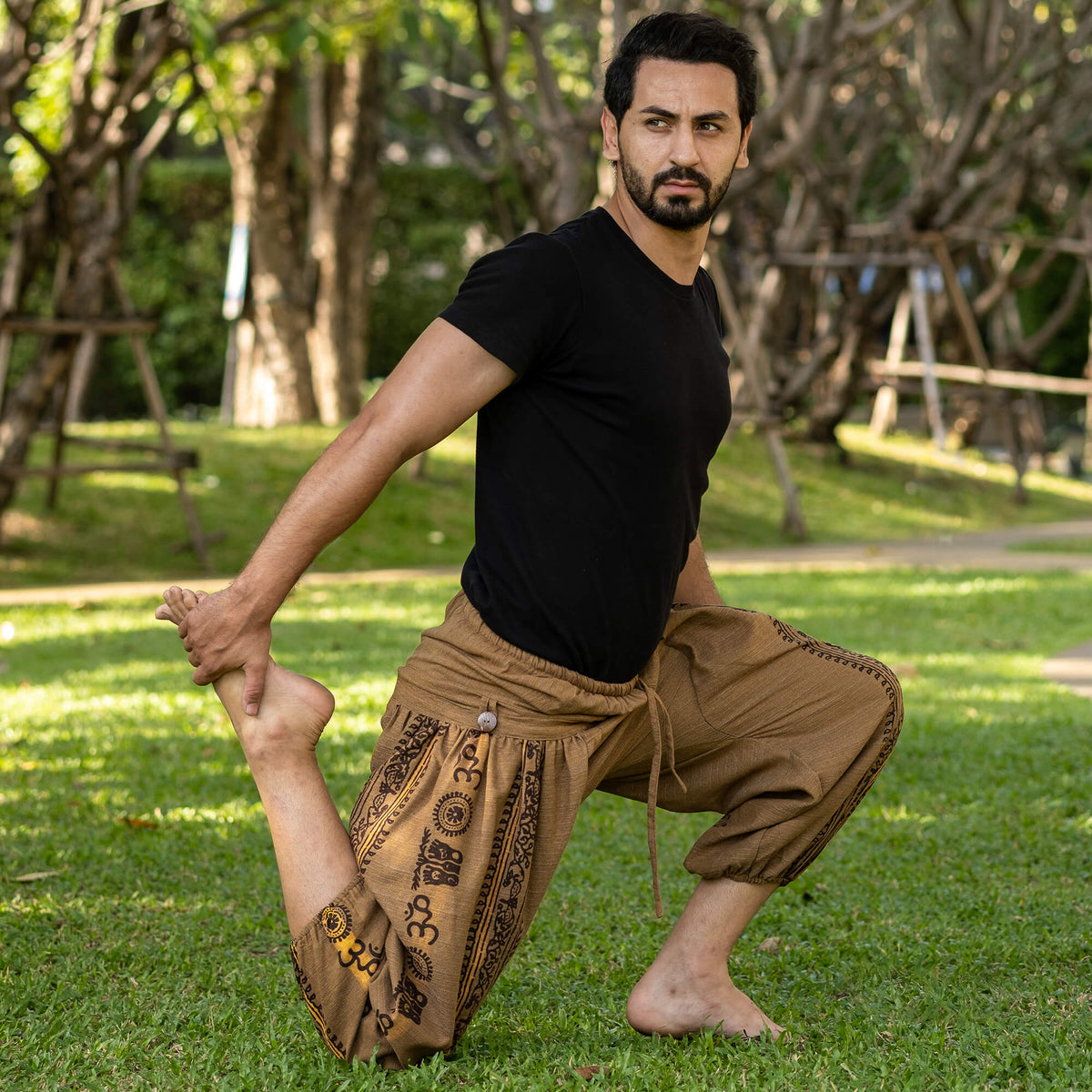 Beige Baggy yoga Pants for men