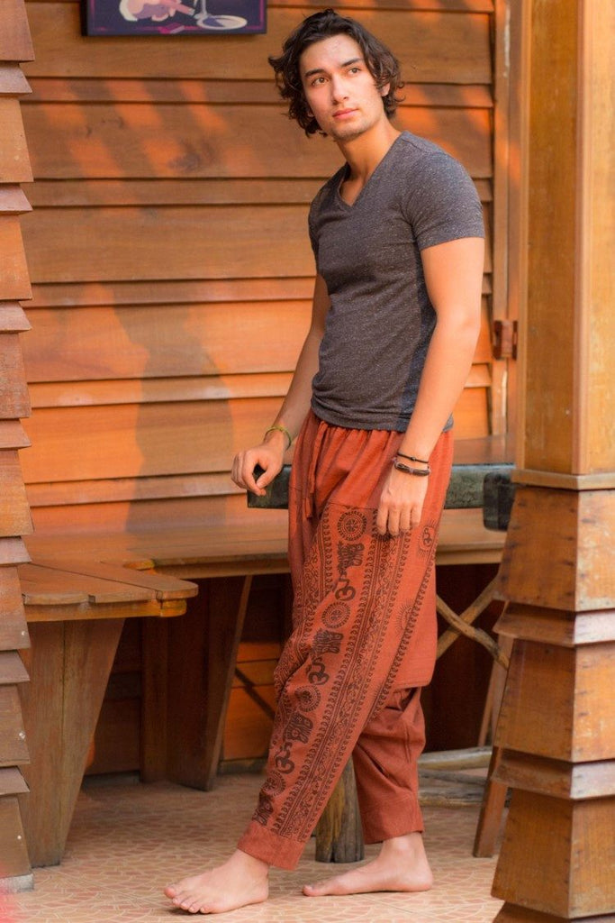 Orange-Red Om Pants