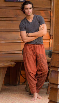 Orange-Red Om Pants