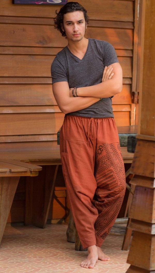 Orange-Red Om Pants