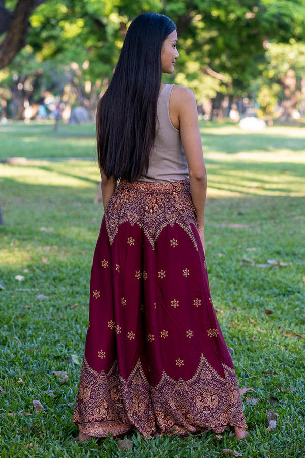 Burgundy Palazzo Star Pants Palazzo Hippie Pants 