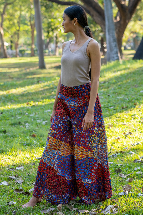 Burgundy Ripple Palazzo Pants Palazzo Hippie Pants 