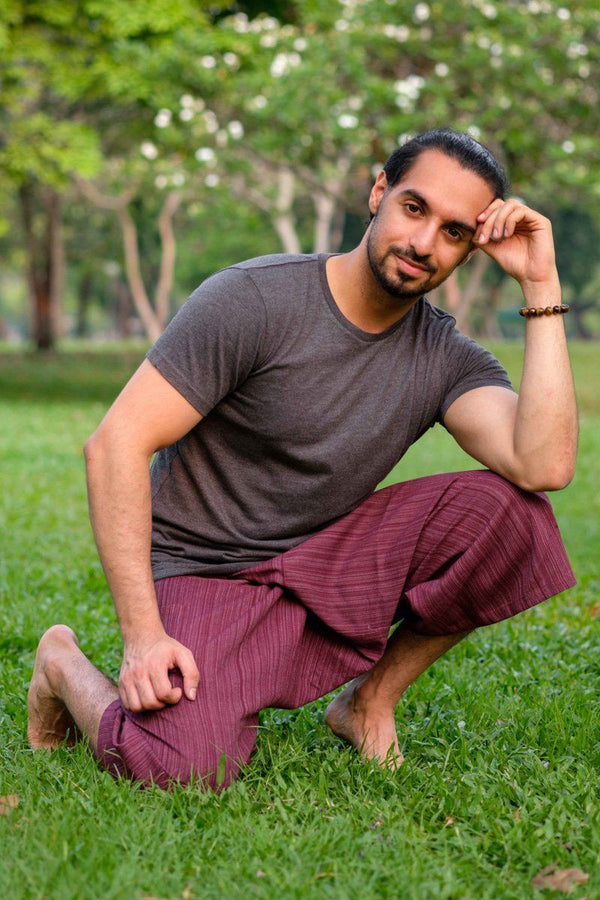 Men's Burgundy Red 3/4 Fisherman Pants