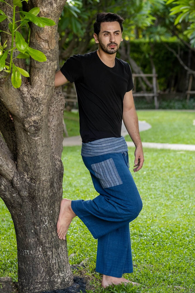 Men's Premium Indigo Fisherman Pants Menswear Hippie Pants 