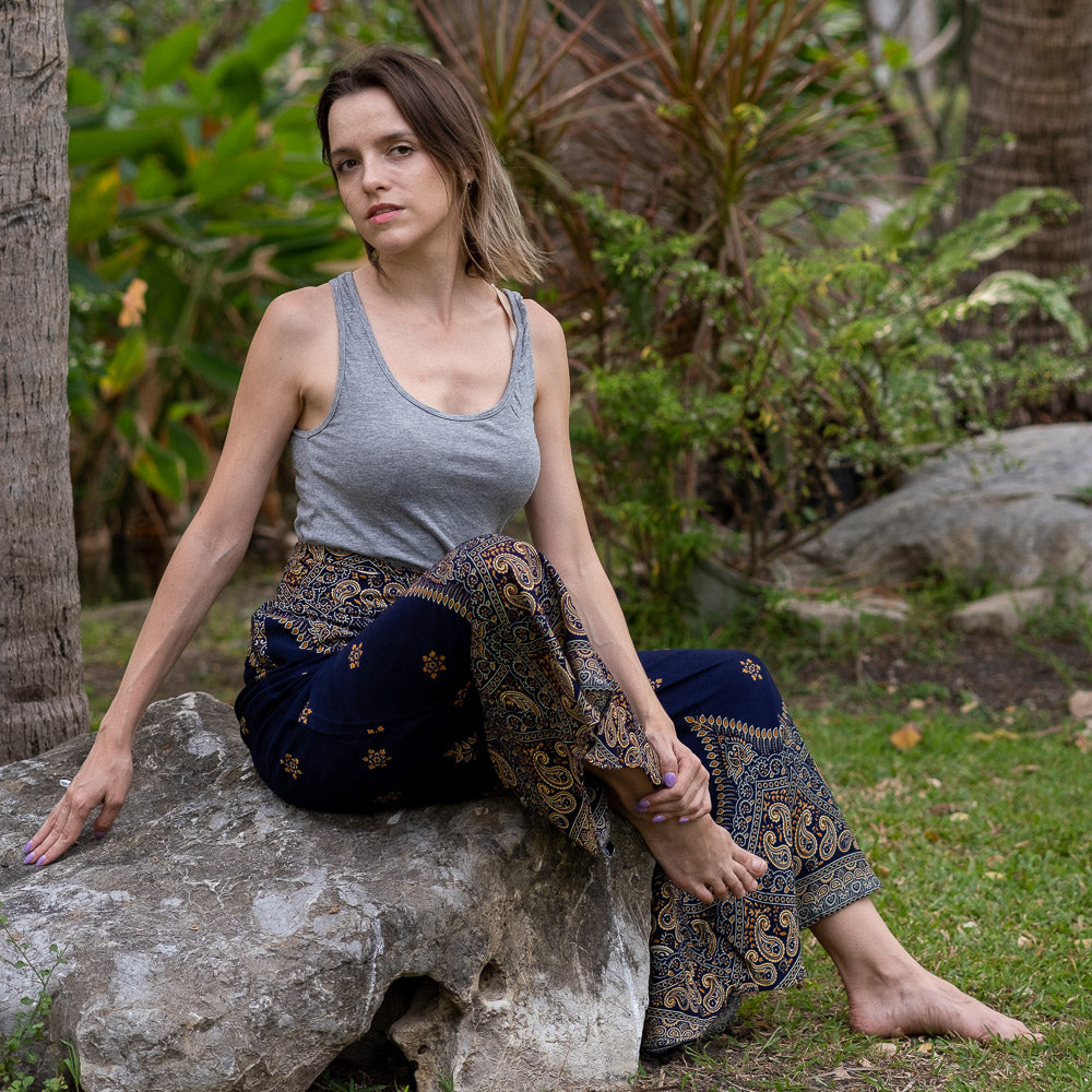 Navy Palazzo Star Pants Palazzo Hippie Pants 