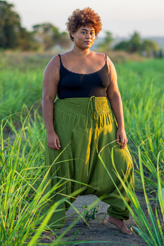 Plus Size Olive Green Classic Pants Plus Size Hippie Pants 