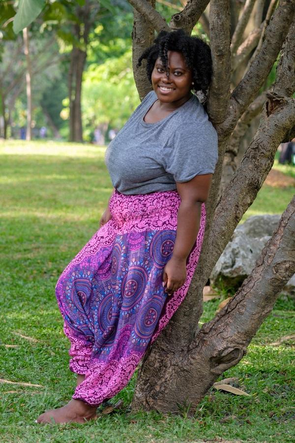Plus Size Purple Blossom Pants