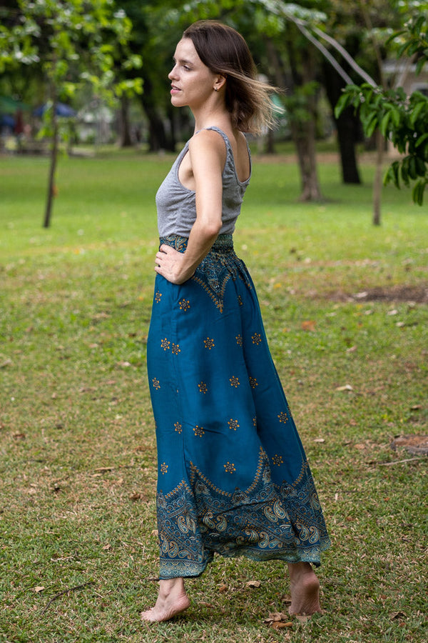 Teal Palazzo Star Pants Palazzo Hippie Pants 