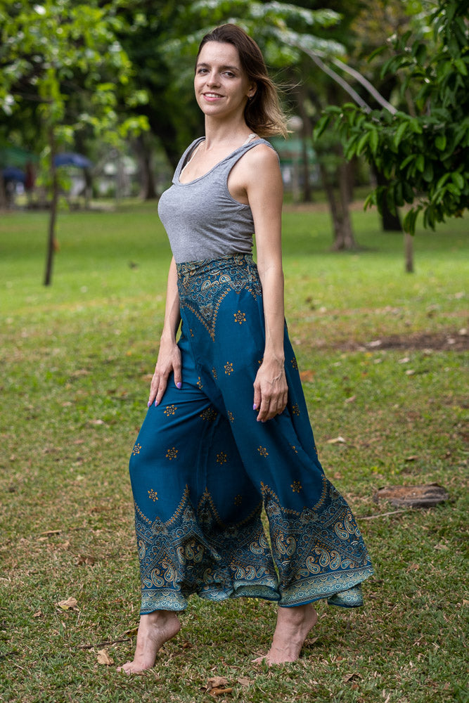 Teal Palazzo Star Pants Palazzo Hippie Pants 