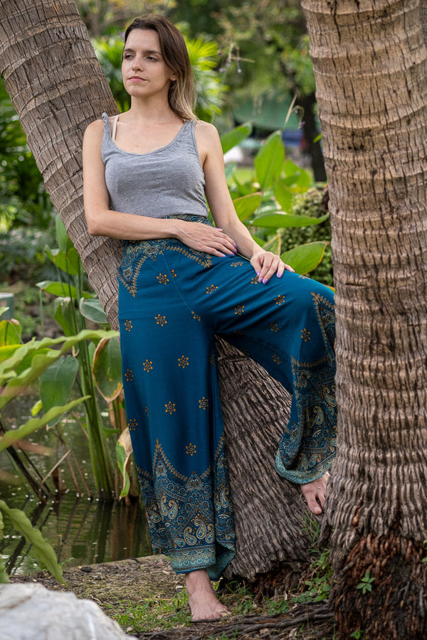 Teal Palazzo Star Pants Palazzo Hippie Pants 