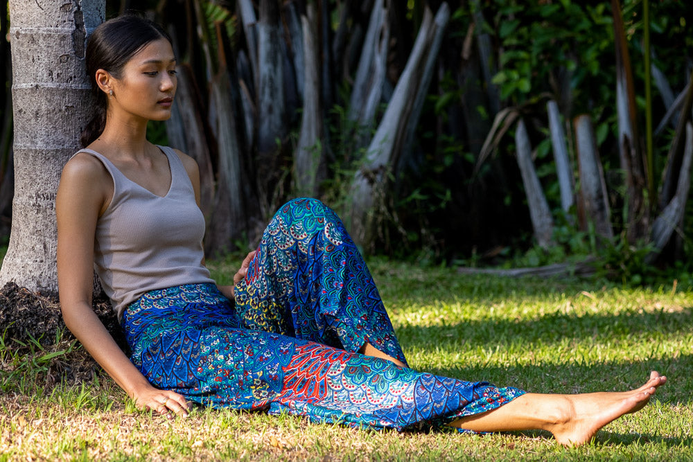 Teal Ripple Palazzo Pants Palazzo Hippie Pants 