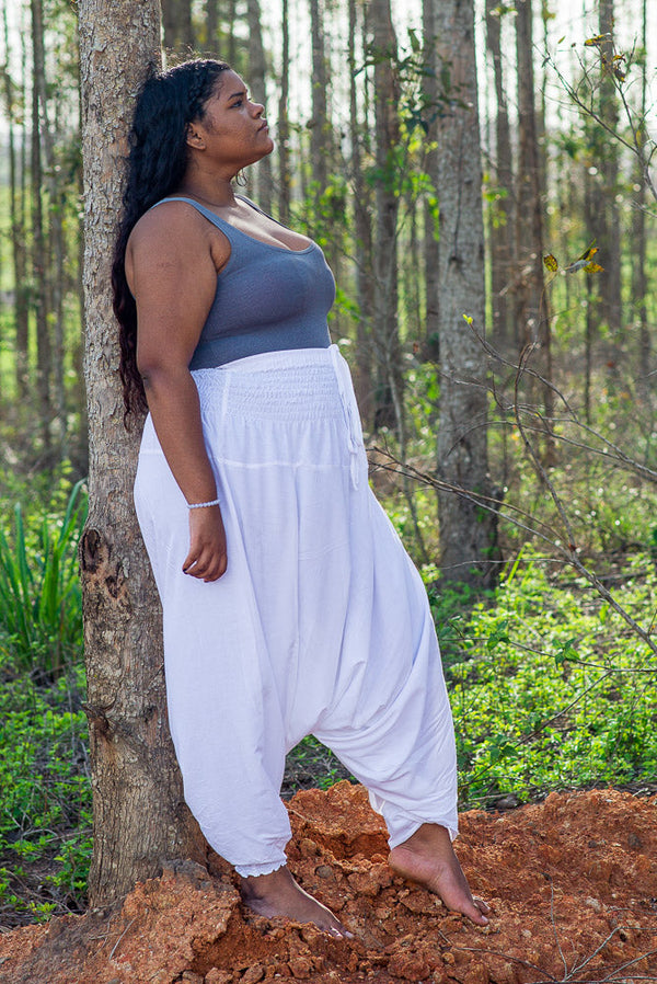 Plus Size White Classic Pants Plus Size Hippie Pants 