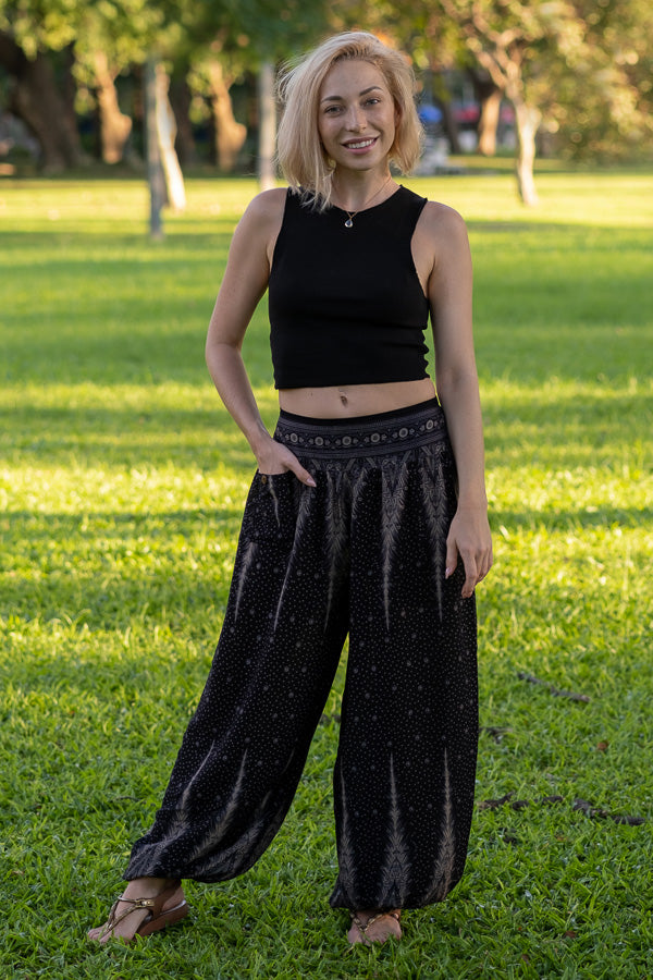 Black Feather PantsYoga Pants