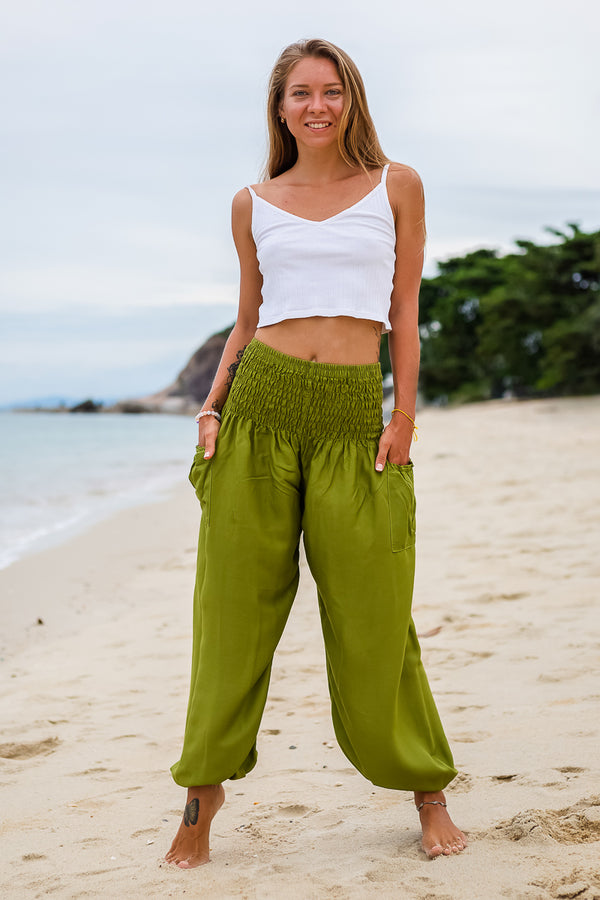 Olive Green Crystal PantsYoga Pants